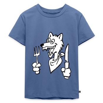 Hungriger Wolf - Kinder Premium Bio T-Shirt - Taubenblau - Vorne - Mikhail (115cm)