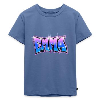 Graffiti Name Emma Pink Blue - Kinder Premium Bio T-Shirt - Taubenblau - Vorne - Mikhail (115cm)