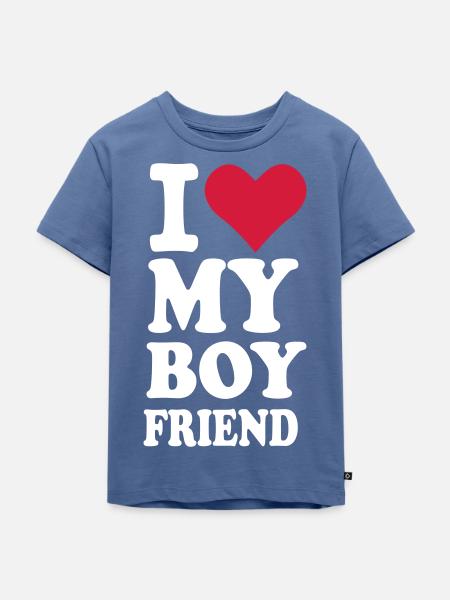 Boyfriend – Freund - Kinder Premium Bio T-Shirt - Taubenblau