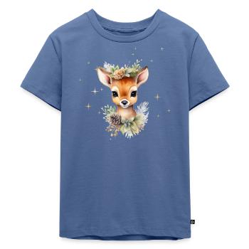 Rehkitz | Weihnachtskollektion - Kinder Premium Bio T-Shirt - Taubenblau - Vorne - Mikhail (115cm)