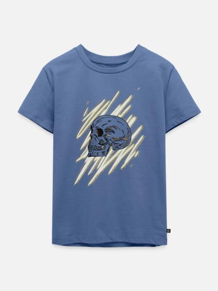 Goldener Schädel - Kinder Premium Bio T-Shirt - Taubenblau