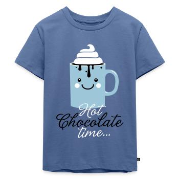 Funny cute mug with i love hot chocolate with - Kids Premium Organic T-Shirt - stone blue - Front - Mikhail (115cm)