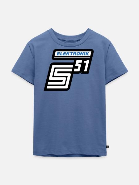 Simson S51 Elektronik Emblem (Farben änderbar) - Kinder Premium Bio T-Shirt - Taubenblau