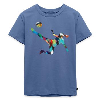 Fußball ,Fußballerin , Frauenfußball,graffiti - Kinder Premium Bio T-Shirt - Taubenblau - Vorne - Mikhail (115cm)