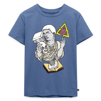 Statue Schädel Siegessäule - Kinder Premium Bio T-Shirt - Taubenblau - Vorne - Mikhail (115cm)