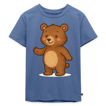 Bär Teddybär - Kinder Premium Bio T-Shirt - Taubenblau - Vorne - Mikhail (115cm)