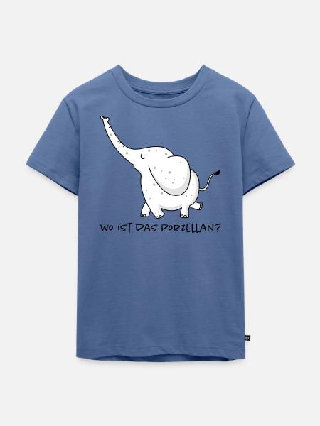 Elefant sucht Porzellan - Kinder Premium Bio T-Shirt - Taubenblau