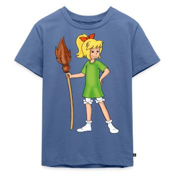 Bibi Blocksberg posiert mit Kartoffelbrei - Kinder Premium Bio T-Shirt - Taubenblau - Vorne - Mikhail (115cm)