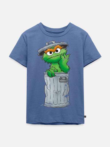 Sesamstraße Oscar Mülltonne - Kinder Premium Bio T-Shirt - Taubenblau