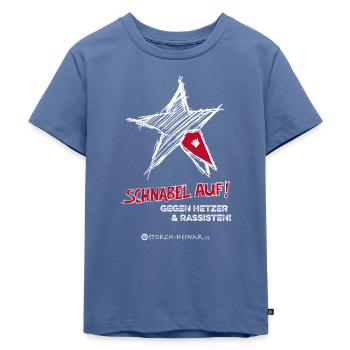 Schnabel auf gegen Hetzer und Rassisten - Kinder Premium Bio T-Shirt - Taubenblau - Vorne - Mikhail (115cm)