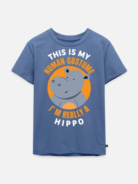 Funny I'm Hippopotamus - Kinder Premium Bio T-Shirt - Taubenblau