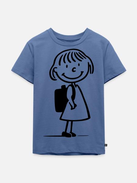 Comic-Mädchen Schulstart – Einschulung Design - Kinder Premium Bio T-Shirt - Taubenblau
