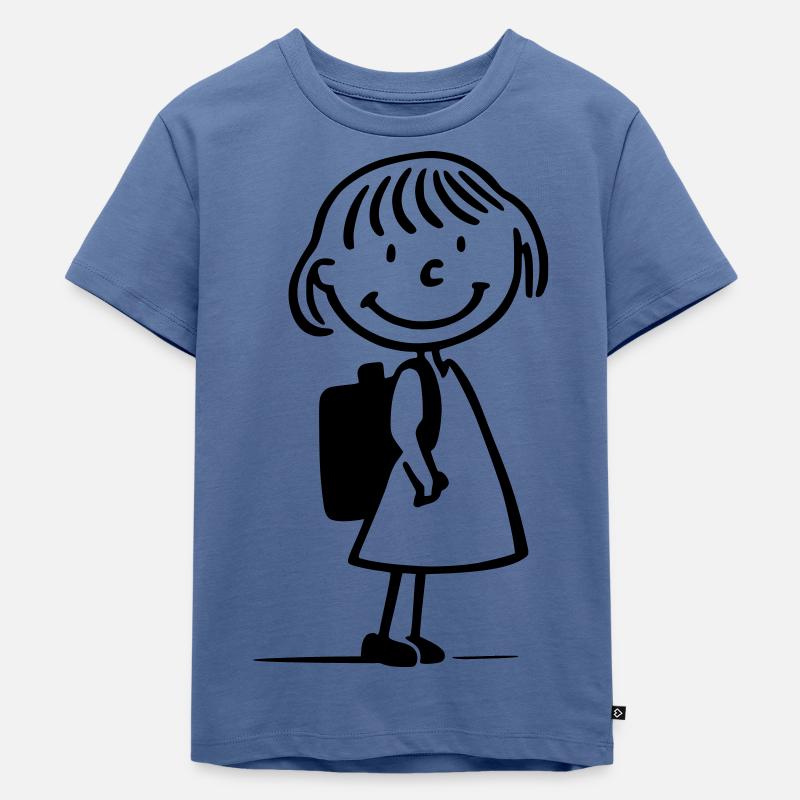 Comic-Mädchen Schulstart – Einschulung Design - Kinder Premium Bio T-Shirt - Taubenblau