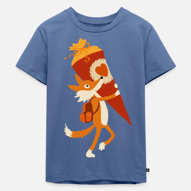 Schulfuchs - Kinder Premium Bio T-Shirt - Taubenblau