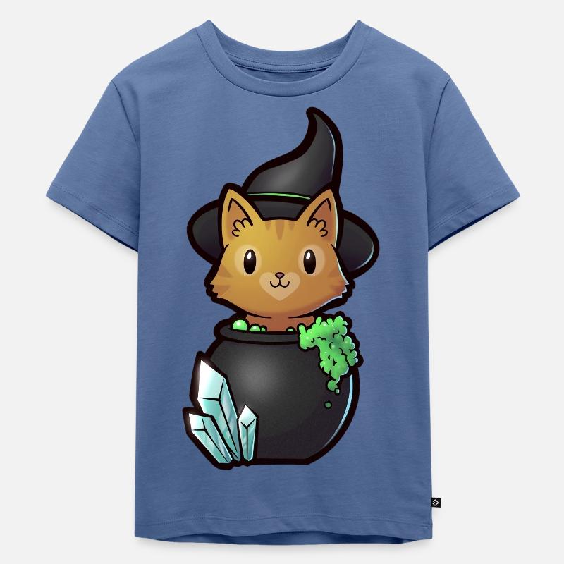 Hexenkatze - Kinder Premium Bio T-Shirt - Taubenblau
