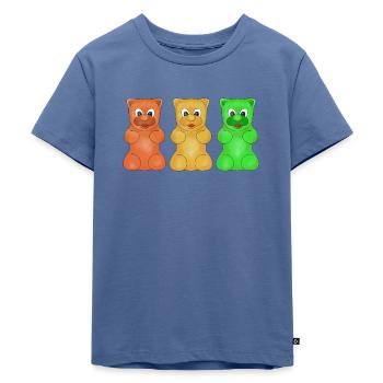 Drei Gummibärchen Baby Geschenk - Kinder Premium Bio T-Shirt - Taubenblau - Vorne - Mikhail (115cm)