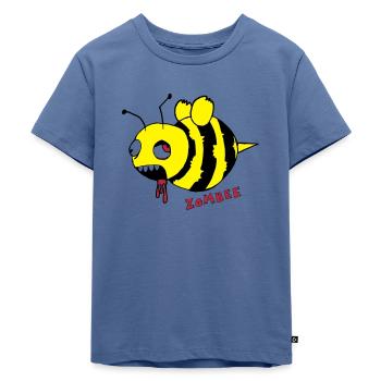 Zombee / Halloween Zombie Horror Biene - Kinder Premium Bio T-Shirt - Taubenblau - Vorne - Mikhail (115cm)