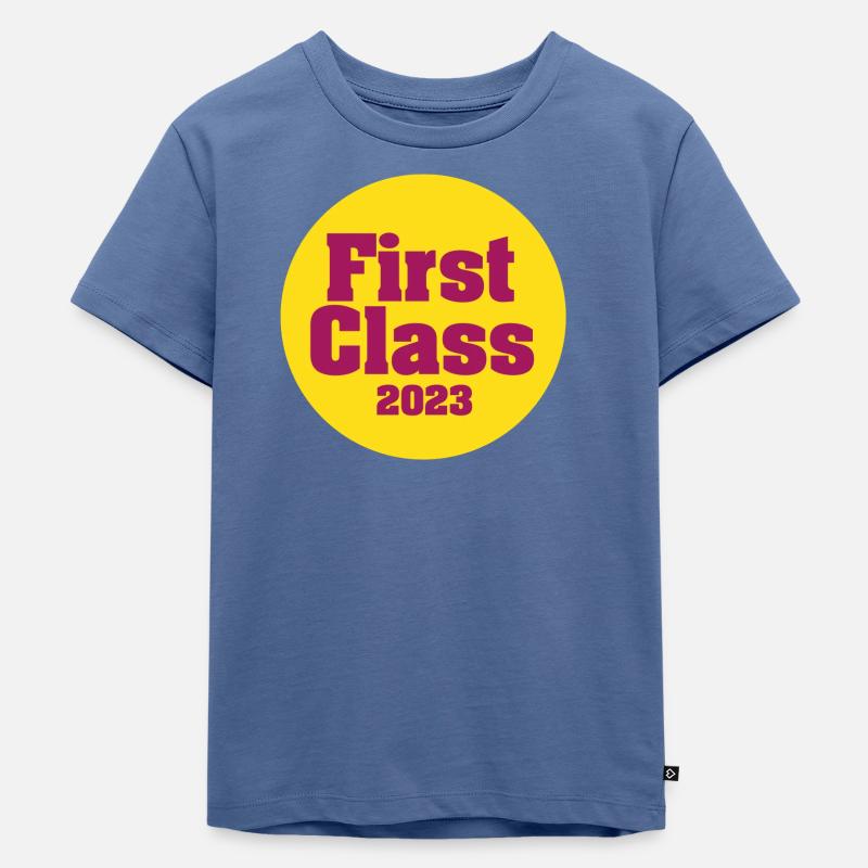 First Class 2023 - Kinder Premium Bio T-Shirt - Taubenblau