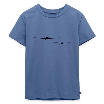 Gliding glider pilots Fschlepp powered airplane - Kids Premium Organic T-Shirt - stone blue - Front - Mikhail (115cm)