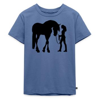 Woman With Horse Silhouette Trust - Kids Premium Organic T-Shirt - stone blue - Front - Mikhail (115cm)