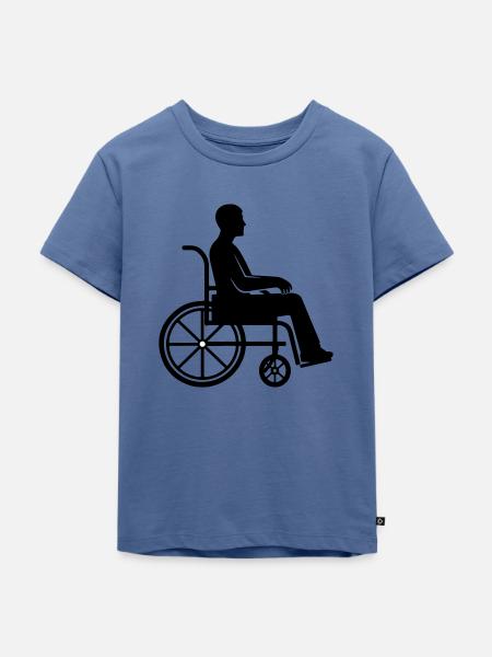 Rollstuhl Mann - Kinder Premium Bio T-Shirt - Taubenblau