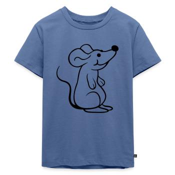 Maus Mäuschen Süße Kleine Ratte Nager Freundlich - Kinder Premium Bio T-Shirt - Taubenblau - Vorne - Mikhail (115cm)
