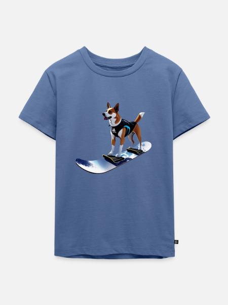 snowboard Dog - Kinder Premium Bio T-Shirt - Taubenblau