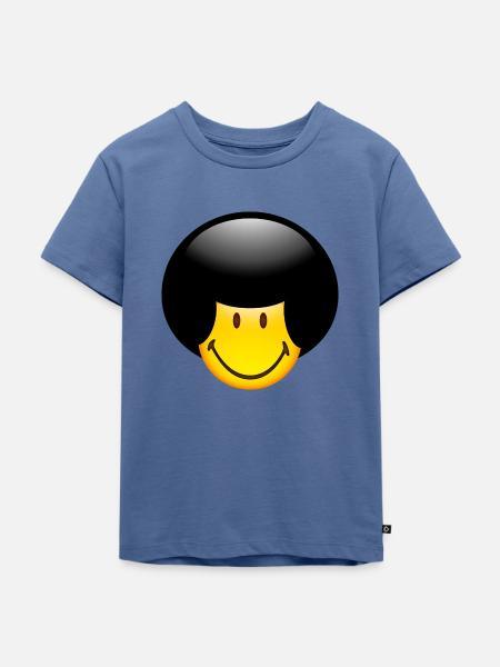 Smiley Glossy Afro - Kinder Premium Bio T-Shirt - Taubenblau
