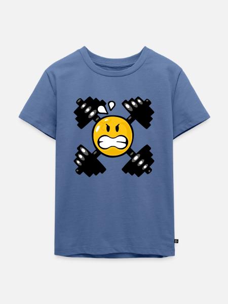 Smiley Weight Lifting - Kinder Premium Bio T-Shirt - Taubenblau