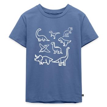 Dino Dinosaurier - Kinder Premium Bio T-Shirt - Taubenblau - Vorne - Mikhail (115cm)