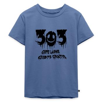 Gute Laune gibts Gratis - Kinder Premium Bio T-Shirt - Taubenblau - Vorne - Mikhail (115cm)