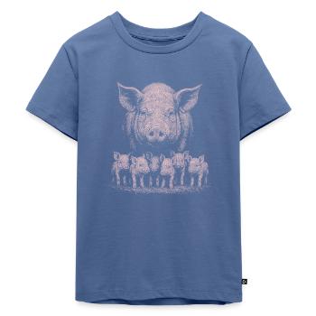 Hausschwein - Kinder Premium Bio T-Shirt - Taubenblau - Vorne - Mikhail (115cm)