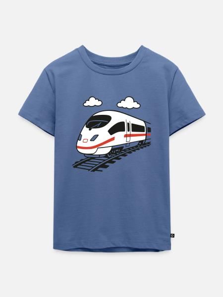 Hochgeschwindigkeitszug - Kinder Premium Bio T-Shirt - Taubenblau