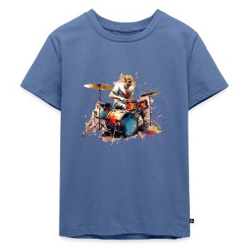 Das Schlagzeug ist ein vielseitiges Instrument - Kinder Premium Bio T-Shirt - Taubenblau - Vorne - Mikhail (115cm)