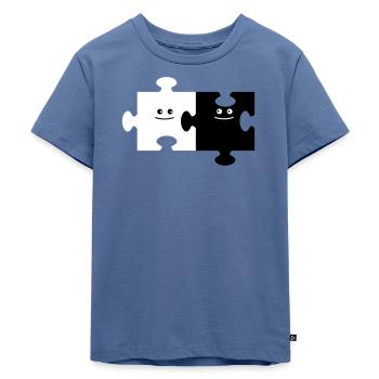 Puzzle Paar - Kinder Premium Bio T-Shirt - Taubenblau - Vorne - Mikhail (115cm)