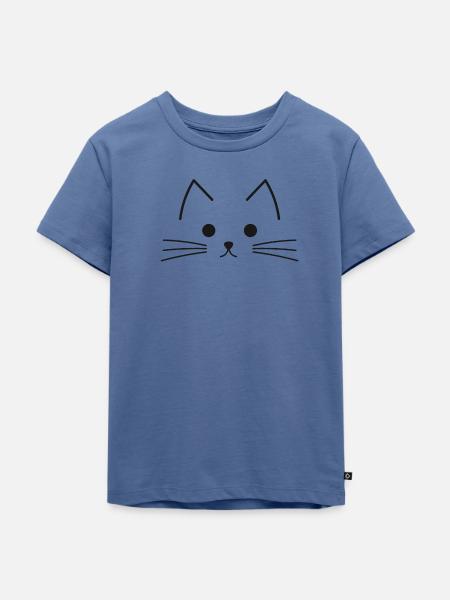Kitty Face - Kinder Premium Bio T-Shirt - Taubenblau