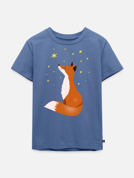 Fuchs in der Nacht - Kinder Premium Bio T-Shirt - Taubenblau
