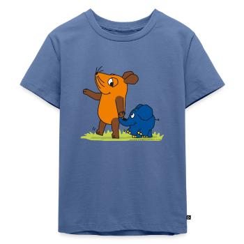 Maus und Elefant - Freundschaft - Kinder Premium Bio T-Shirt - Taubenblau - Vorne - Mikhail (115cm)