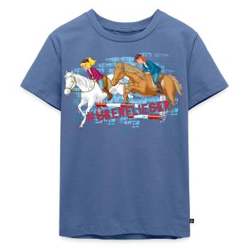 Bibi und Tina 'Überflieger' - Kinder Premium Bio T-Shirt - Taubenblau - Vorne - Mikhail (115cm)