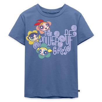 Powerpuff Girls Gruppe Mit Blumen - Kinder Premium Bio T-Shirt - Taubenblau - Vorne - Mikhail (115cm)