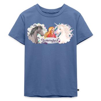 Sternenschweif Normal Und Verwandelt Mit Laura - Kinder Premium Bio T-Shirt - Taubenblau - Vorne - Mikhail (115cm)