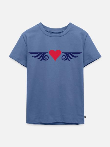 Flügelherz - Kinder Premium Bio T-Shirt - Taubenblau