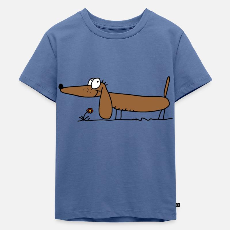 Dackel lustig - Kinder Premium Bio T-Shirt - Taubenblau