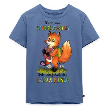 Tschüss Kindergarten, ich bin jetzt ein Schulkind - Kinder Premium Bio T-Shirt - Taubenblau - Vorne - Mikhail (115cm)