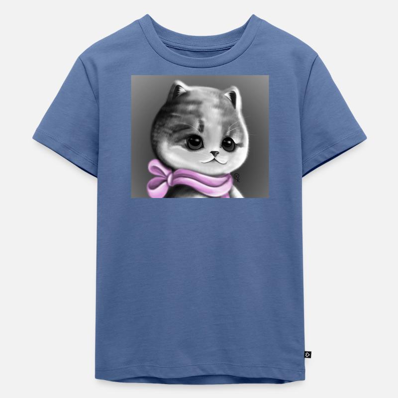 Kätzchen - Kinder Premium Bio T-Shirt - Taubenblau