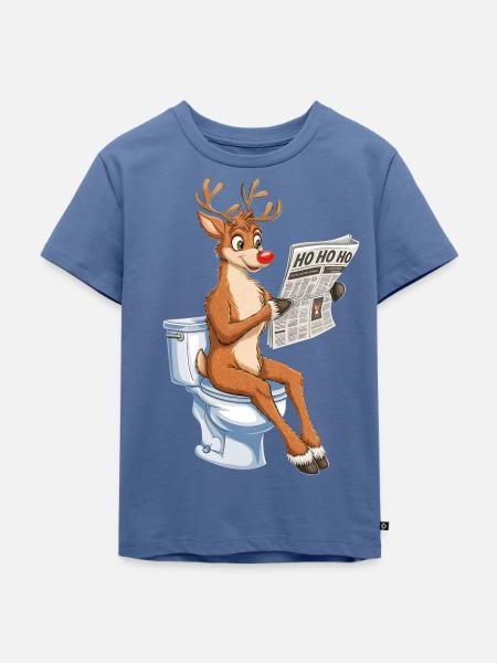 Santa`s Rentier WC Lustiges Weihnachtsshirt Humor - Kinder Premium Bio T-Shirt - Taubenblau