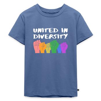 United in diversity Geschenk - Kinder Premium Bio T-Shirt - Taubenblau - Vorne - Mikhail (115cm)