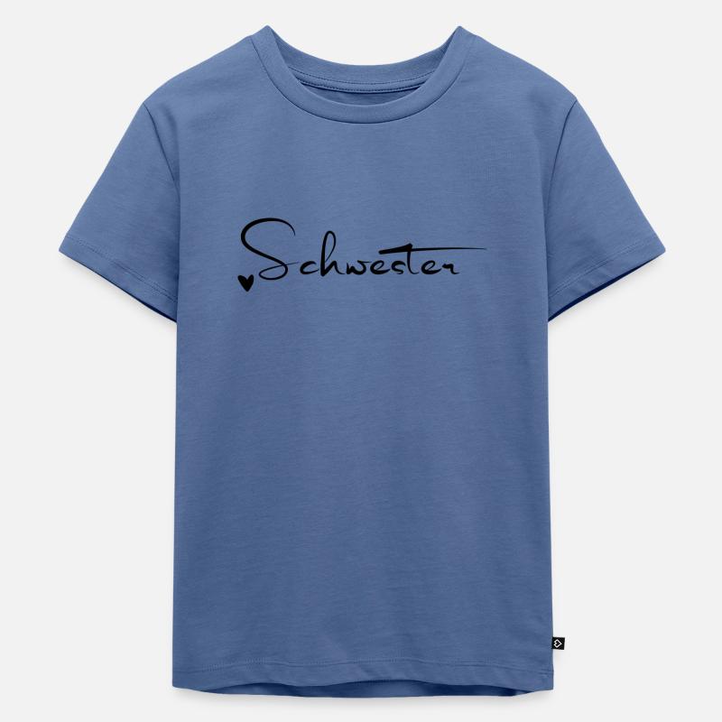 Schwester - Kinder Premium Bio T-Shirt - Taubenblau