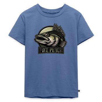 Zander Raubfisch Angeln - Kinder Premium Bio T-Shirt - Taubenblau - Vorne - Mikhail (115cm)