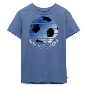 100% Blau Weiß Fußball - Kinder Premium Bio T-Shirt - Taubenblau - Vorne - Mikhail (115cm)